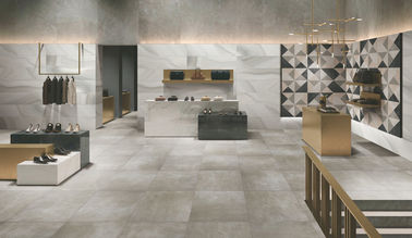 Marble Effect Porcelain Tiles , Matt White Porcelain Tiles Hotel Lobby Flooring supplier