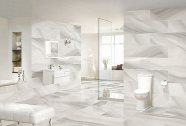 Marble Effect Porcelain Tiles , Matt White Porcelain Tiles Hotel Lobby Flooring supplier