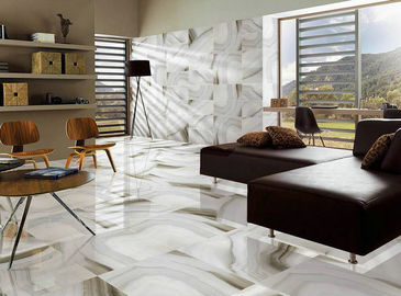 Marble Effect Porcelain Tiles , Matt White Porcelain Tiles Hotel Lobby Flooring supplier